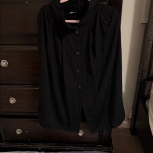 Zara Black Cape with Button Detail